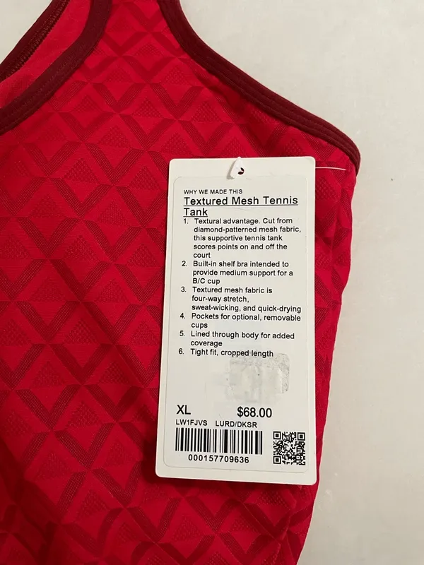 Lululemon NWT Textured Mesh Tennis Tank Top Med Support B/C Cup Red Size XL - Image 9