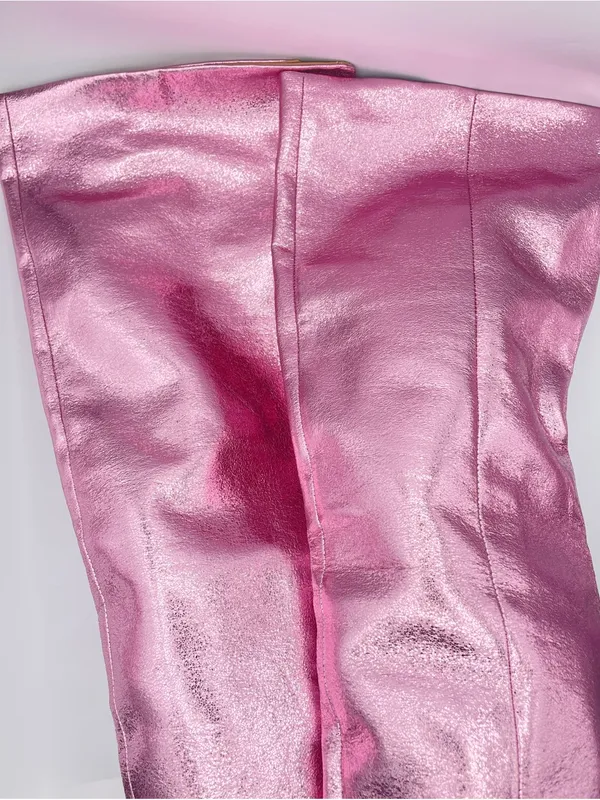 BRIAN ATWOOD x EXPRESS Metallic Pink Over the Knee Boots Size 7 NWT - Image 7