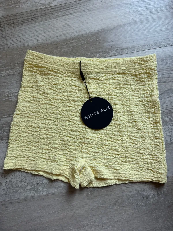 White Fox NEW Butter Lemon Yellow Minding My Business Booty Shorts SMALL - Image 2