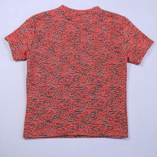 Free People Knit Top Women Size S Red Black Marled Textured Short Sleeve Boucle - Image 5