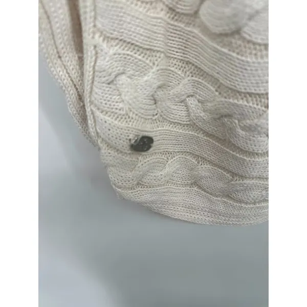 Lauren Ralph Lauren‎ Womens Large Ivory Cable Knit Sweater Minimalist Fisherman - Image 4
