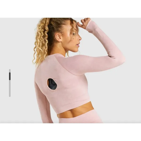 Gymshark sz S pink adapt camo seamless long sleeve crop‎ top - Image 3