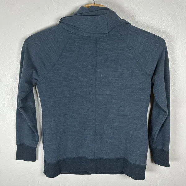 L.L.Bean Cozy Cowl Neck Pullover Womens XL Blue Kangaroo Pocket Stretch Travel - Image 4