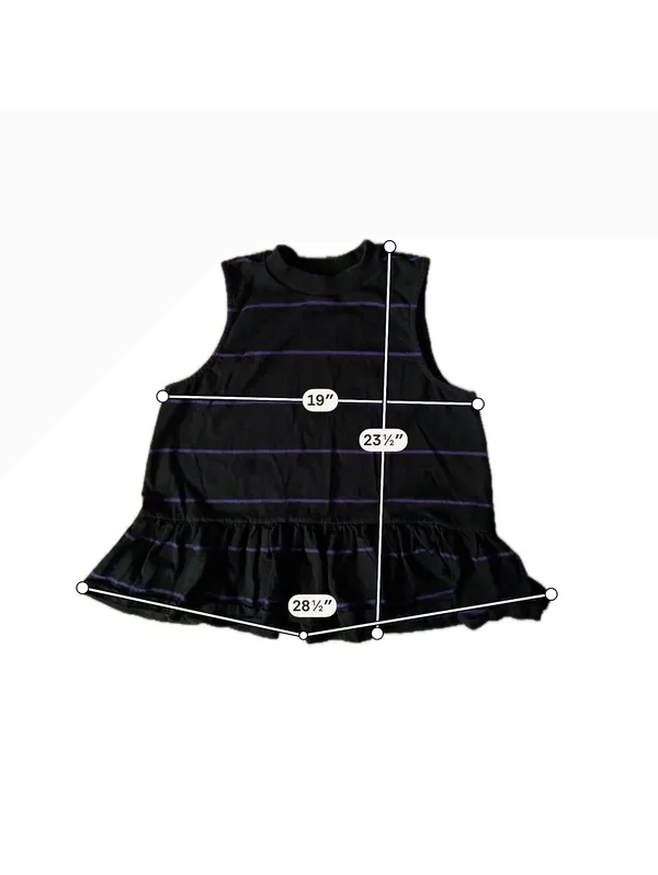 Anthropologie Black Sleeveless Peplum Top with Purple Stripe - Image 5