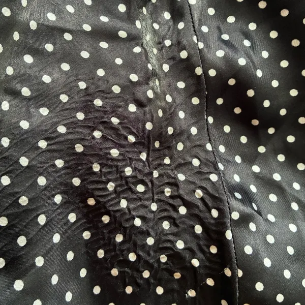 Vintage Y2K Sexy Satin Dotted Black & White Gown Baby Doll Slit Dress L - Image 13