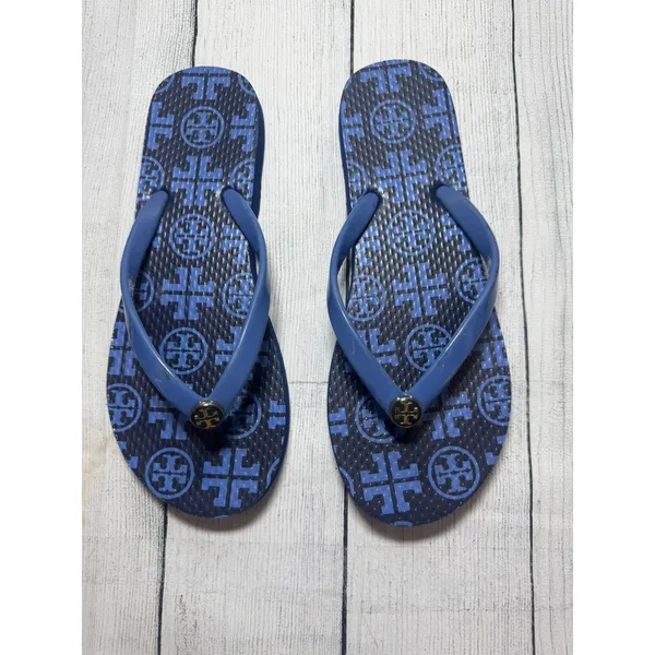 Tory Burch Women’s Striped Logo Flip Flop Sandals Rubber Slip-On Size 5 - Image 3