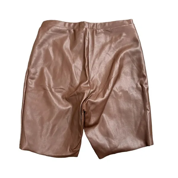 Skims Faux Leather Biker Shorts in Cocoa Brown, Size S​​​​ - Image 4