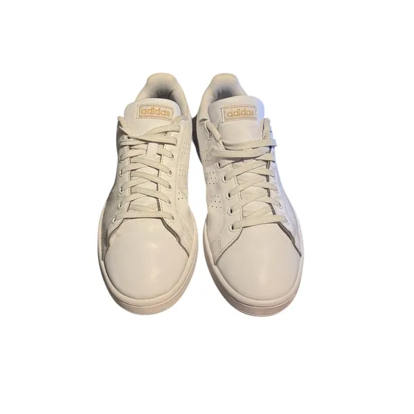 ADIDAS Womens(Sz 8)White Leather Cloudform Gold trim Sneakers 29Y001 - Image 2