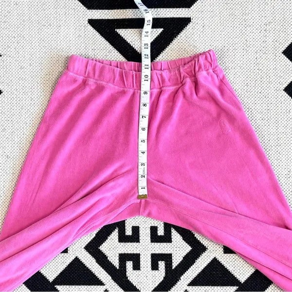 Lonely Ghost Y2K Pink Velour Rhinestone Wide Leg Tracksuit Pants Medium - Image 4