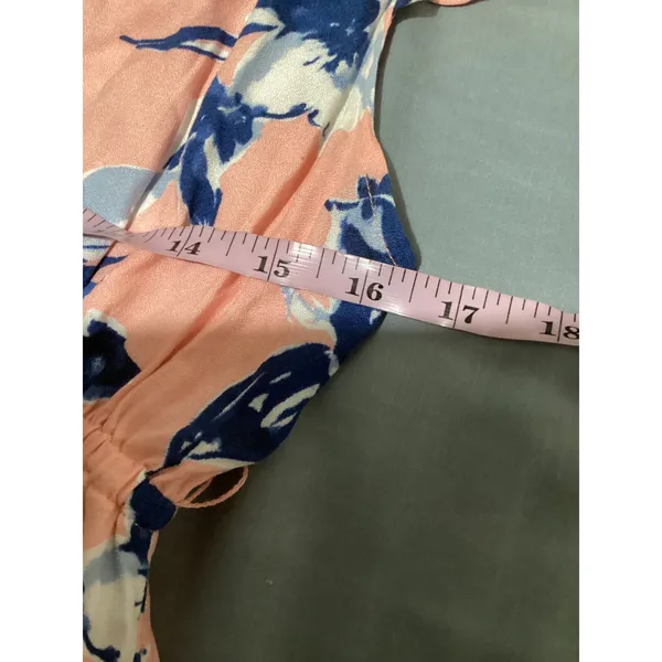 Splendid Floral Maxi Dress Peach Blue V-Neck Smocked Waist RD0190P Medium - Image 4