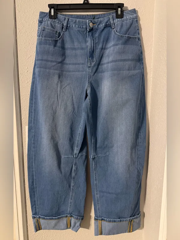 Halara Flex™ Mid Rise Barrel Leg Washed Casual Jeans - Image 8