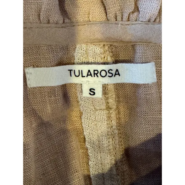 Tularosa‎ Pants Women Small Pink Paloma Linen Belted Paper Bag Wide Leg Preppy - Image 9