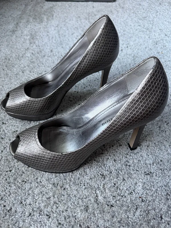 Anne Klein Metallic Bronze Peep-Toe Heels - Image 2