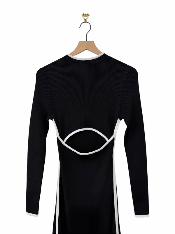 DISSH Binding Black Long Sleeve Knit Maxi Dress Size Large NWT - Image 3