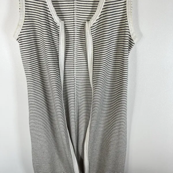 ALLSAINTS Womens Sz 6 Alicia Midi Striped Sleeveless Dress Ribbed Zip Front Goth - Image 5