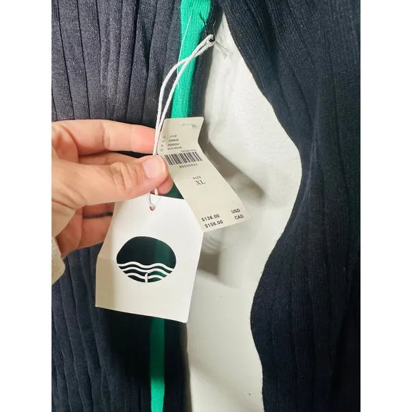 DAILY PRACTICE ANTHROPOLOGY Long-Sleeve Black Green Sporty Sweater Dress NWT XL - Image 6