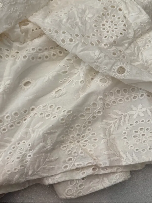 Tularosa White Eyelet Tie-Waist Women's Shorts - Image 3