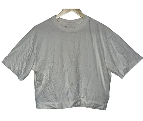 Abercrombie & Fitch Soft AF Essentials White Cotton Short Sleeve Crop Top Size S - Image 3