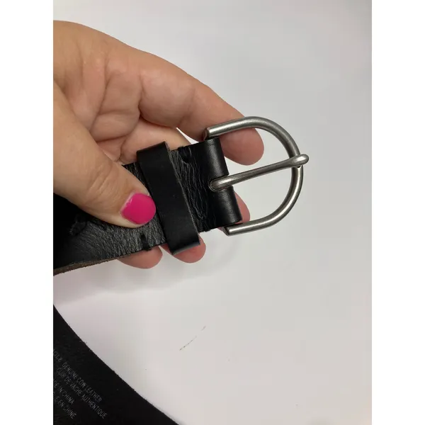American Eagle Belt Womens XS Black Good Leather D-Ring Buckle Embossed Logo - Image 5