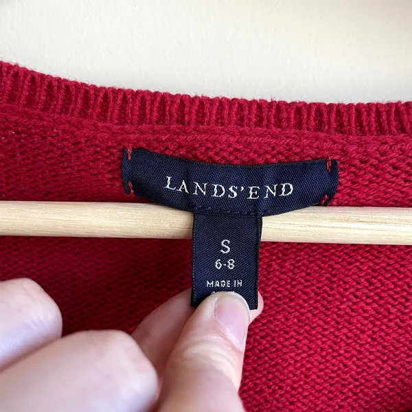 Lands' End red knit pullover sweater women's size small‎ minimalist capsule - Image 3