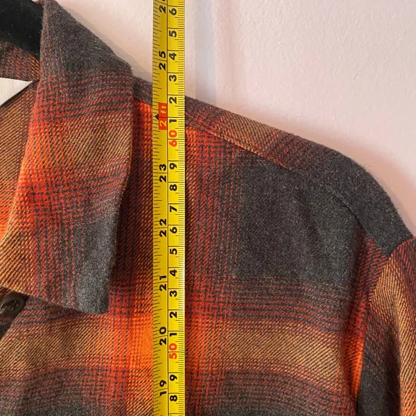 Old Navy Evermore Flannel The Boyfriend Shirt Orange Black Plaid Women's Medium - Image 7