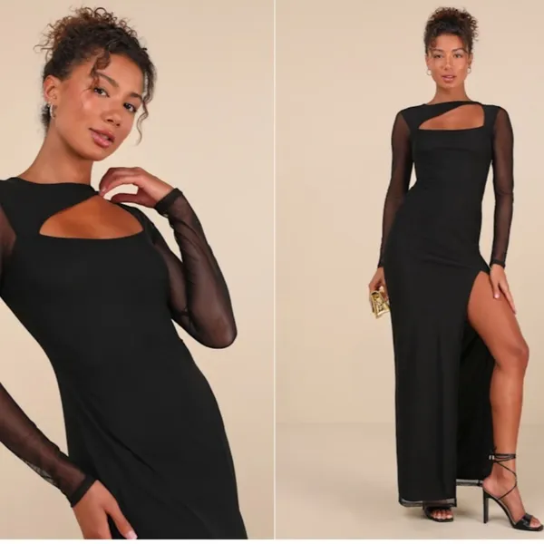 LULU's Sexy Chic Prom Wedding Cocktail Formal Event Long Sleeve Bodycon Mini - Image 2