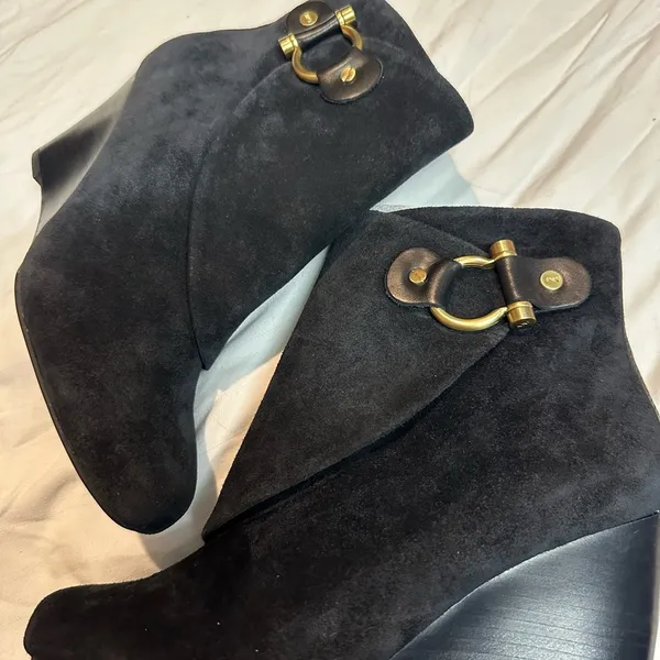 Black Suede Ankle Boots Size 7.5 - Image 2