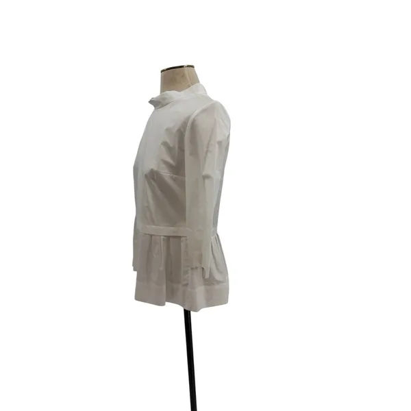 Marni White Cotton Mock Neck Peplum Blouse Top White Italy‎ 38 US 2 - Image 5