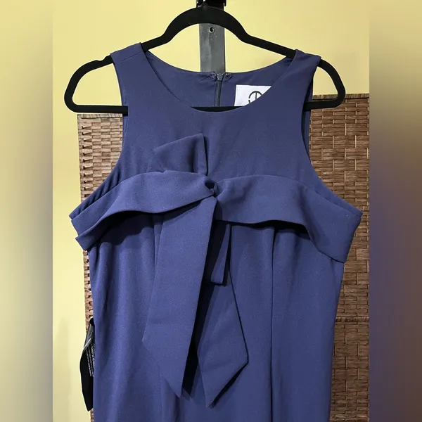 New JS Collections Leona Bow Sleeveless Gown – Midnight Blue – Size 14 - Image 4