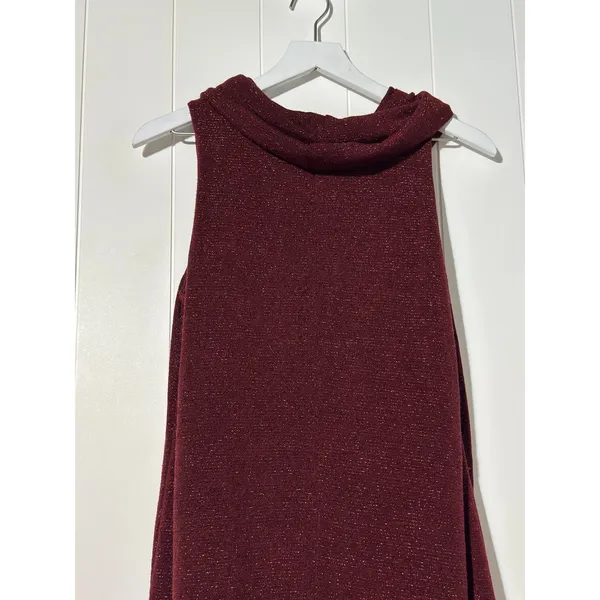 Charming Charlie Sleeveless Cowl Neck Metallic Sparkle Mini Party Lined Dress - Image 4