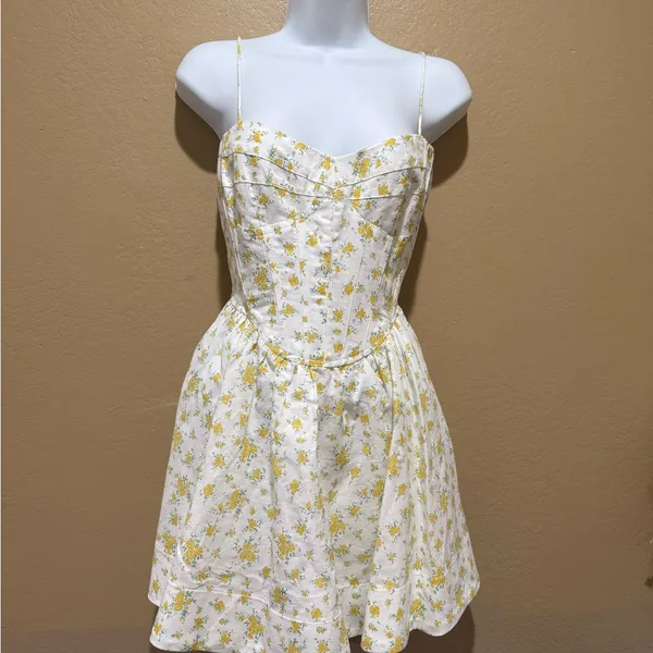 Bardot Yellow and‎ White Floral Mini Dress - Image 5
