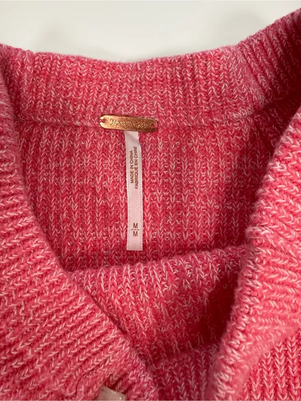 Free People Rose Pink Cropped Crewneck Sweater Size Medium NWOT - Image 5