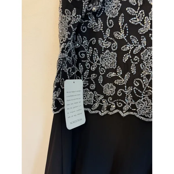 Pisarro Night Short Sleeve Long Beaded Gown Black Sz 10 NEW READ - Image 6