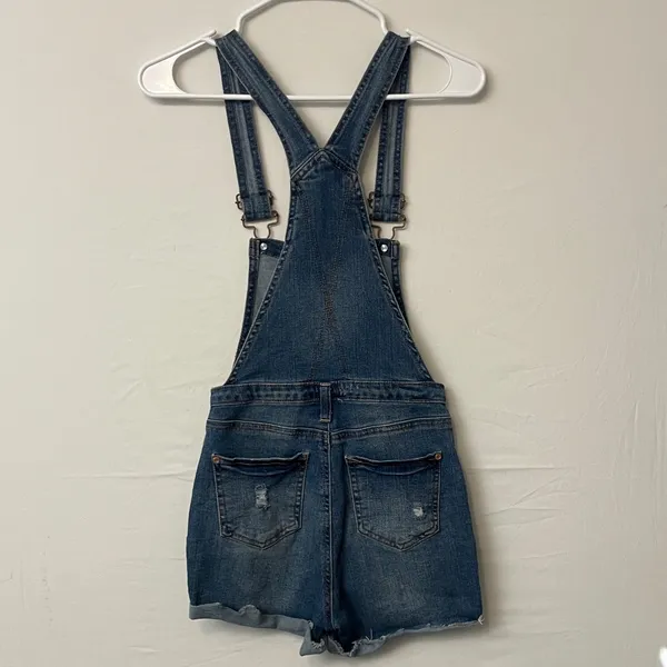 Women’s XS Distressed Jean Overalls High Rise – Vintage Look Short Romper (F10)✨ - Image 4