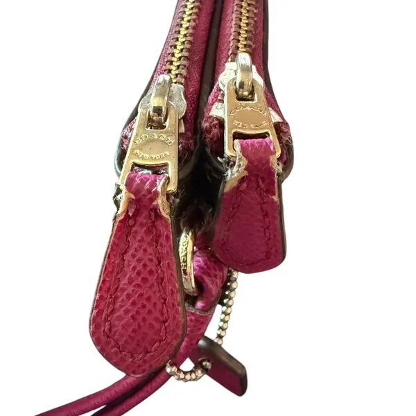 Coach Double Zip Brown & Fuchsia Wristlet Wallet - Image 10