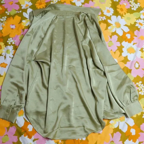 Miss Lola Satin Button Down Long Sleeve Blouse - Image 4