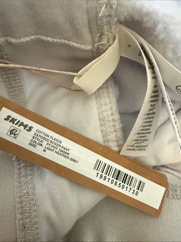 SKIMS (BLP) Cotton Fleece Exposed Boxer Pant | Light heather Gray | Size M - Image 5