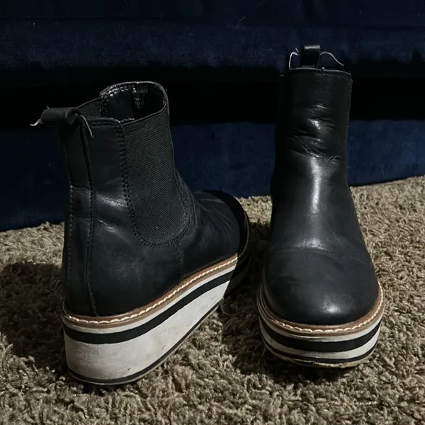 Steve‎ Madden Gasp Black Leather Platform High Tops Size 7 - Image 7