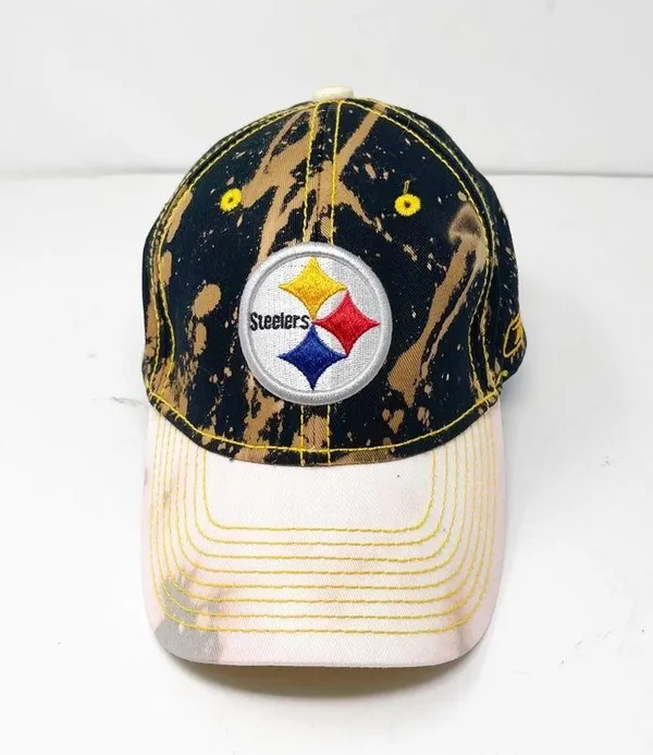 Reebok Vintage NFL Pittsburgh Steelers Bleach Splatter Dad Hat OS - Image 2