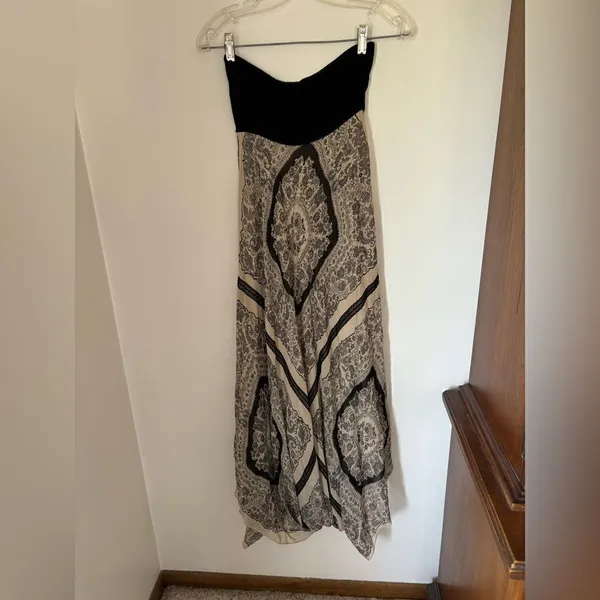 Vintage 90s Y2K Nicole Miller collection vintage silk long strapless dress - Image 9