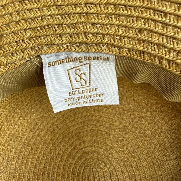 Something special wide brimmed straw hat with brown ribbon hand - Image 3