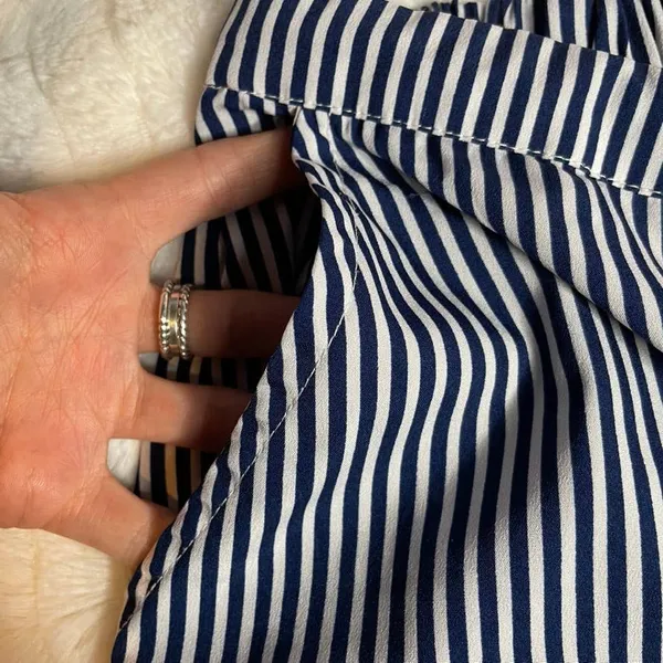 Isaac Mizrahi Sleepwear Pajama Shorts Navy White Stripe Loungewear Women's Large - Image 4