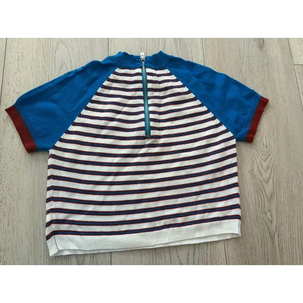 UNIF rainbow trim mock neck crop top knit sweater M - Image 3