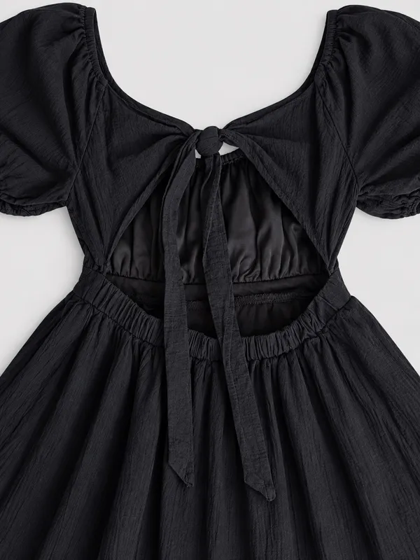 Hesperus Black Puff Sleeve Open Back Mini Dress Size S - Image 5