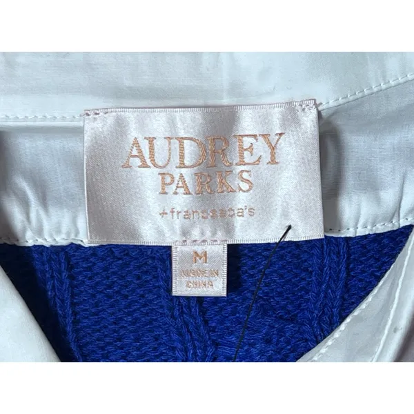 NWT Francesca's Audrey Parks Sweater Dress Shirt Combo Blue Cable Knit Medium‎ - Image 4