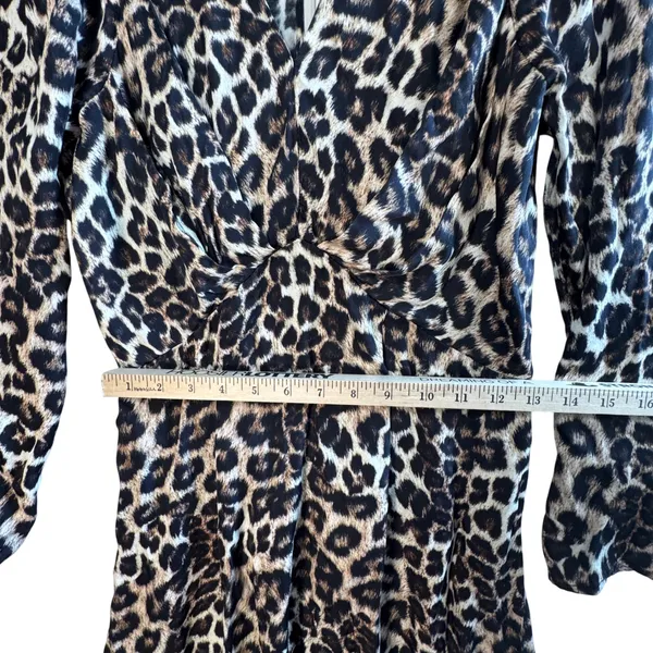 Farm Rio Leopard Animal Print‎ Viscose V-Neck Midi Dress Brown Black Large Boho - Image 8