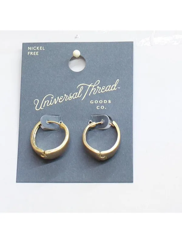 NWT Universal Thread Fashion Graduated Hoop Huggie Earrings Gold Yellow 1" - Image 2