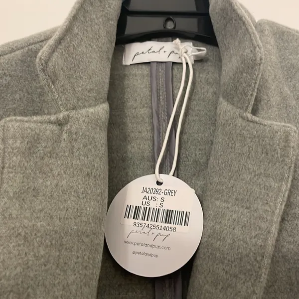 Petal & Pup Long Grey Coat Lightweight Single Button Collared Coat NEW - Image 3
