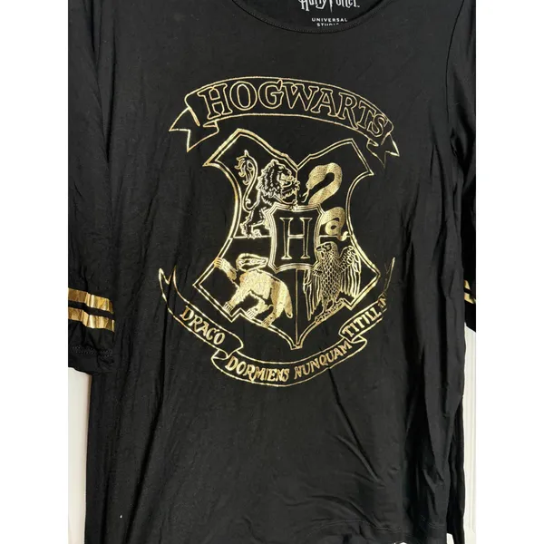 Wizarding World of Harry Potter Universival Studios Hogwarts Shirt Gold Black M - Image 5