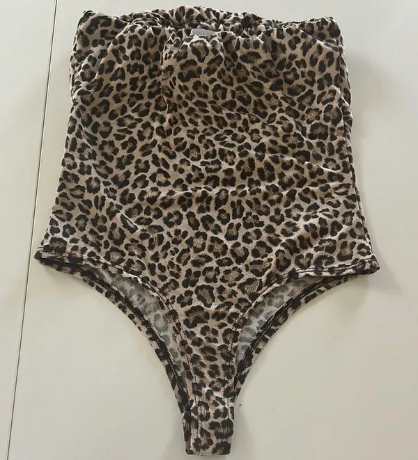 Gaze strapless Bodysuit in Brown and Black leopard print Size M - Image 3